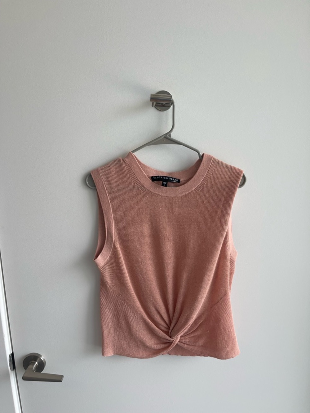 Veronica Beard Pink Knot Front Knit Tank Top